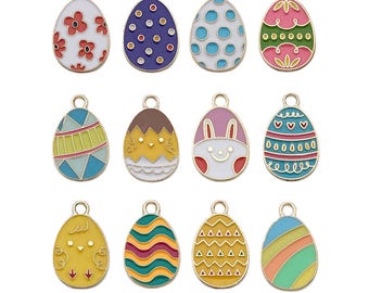 10/20/30pcs 14*22mm Enamel Egg Design Charms Alloy Easter Pendants for DIY Bracelets Necklaces Earrings Jewelry Making Accessories