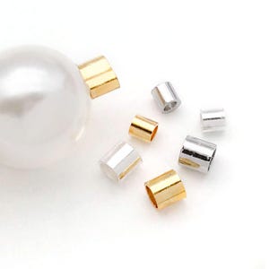 100 peças de contas de crimpagem de tubo de latão banhado a ouro 18K, contas de crimpagem de tubo, contas espaçadoras de rolha para acessórios de fabricação de joias faça você mesmo