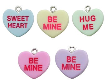 5/10pcs 19*19mm Colorful Heart Design Charms Resin Pendants For DIY Bracelet Necklace Earrings Jewelry Making Accessories