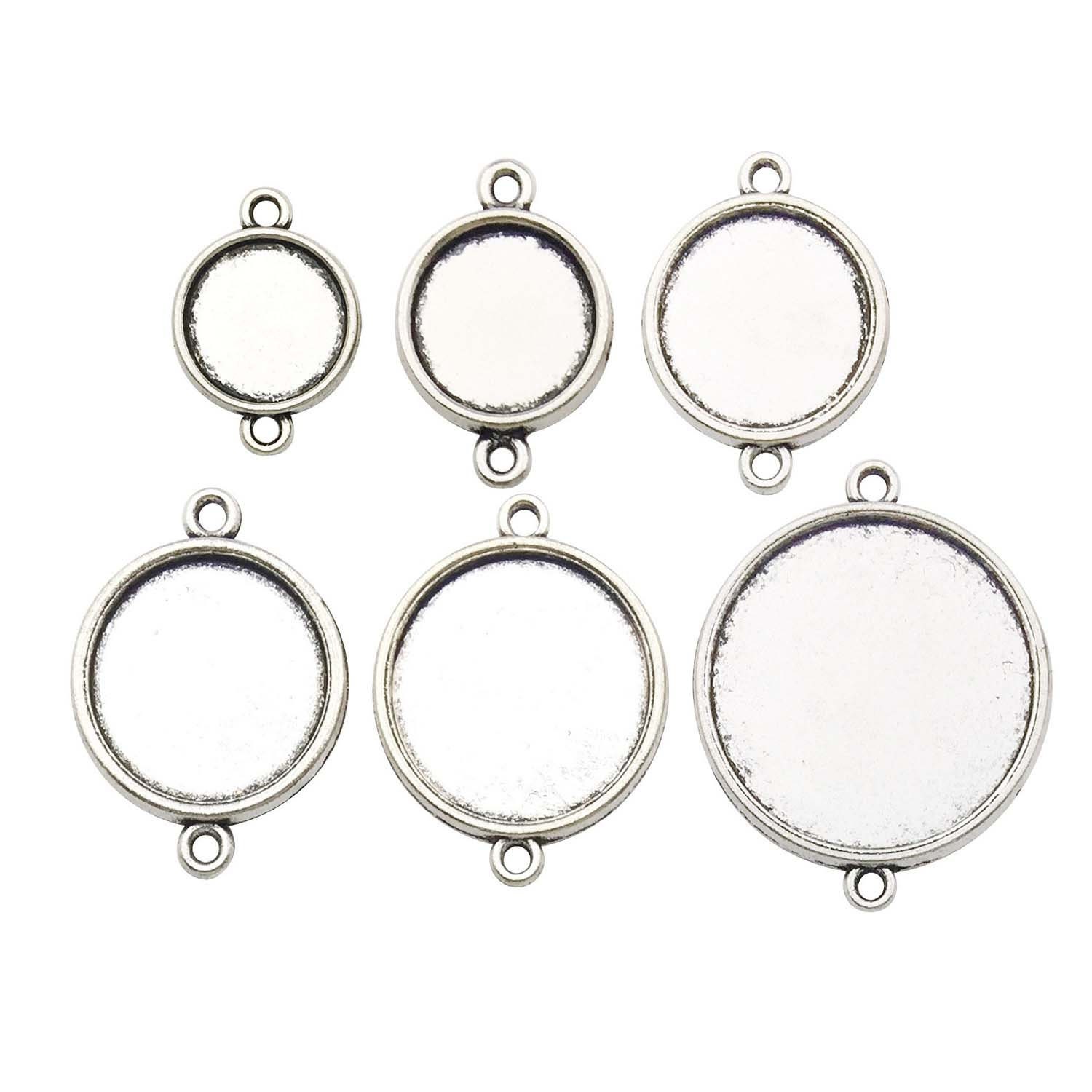 10 pcs 12mm Round Double sided Cabochon Trays Antique Silver Buy settings or kit