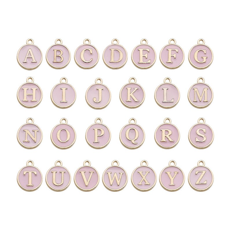 10pcs/Lot Colorful Alphabet Letter Double Face Enamel Charms Pendants for Necklace Bracelets Jewelry Making Handmade Craft image 8