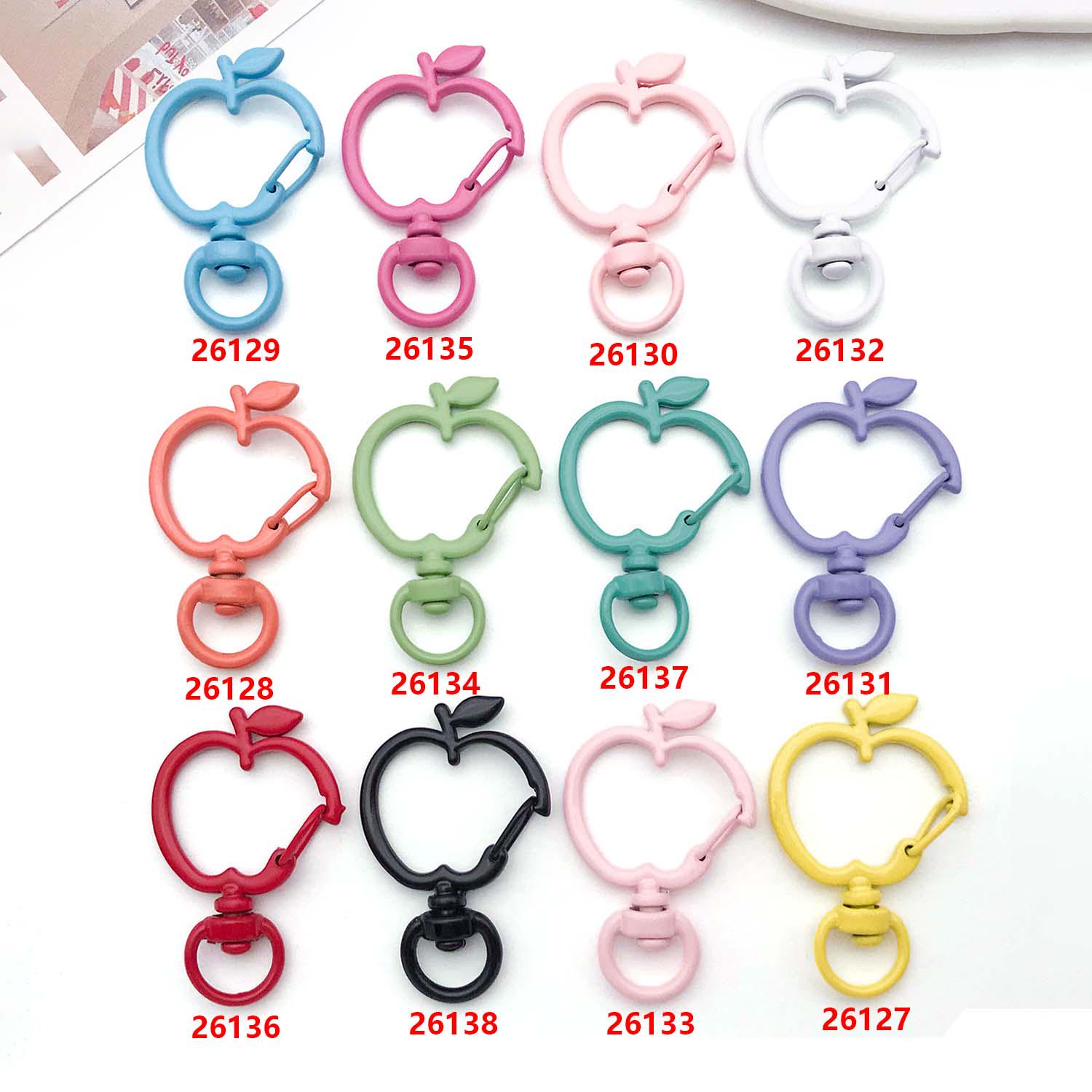 10pcs Colorful Metal Apple Spring Buckles With Open Rings, Alloy
