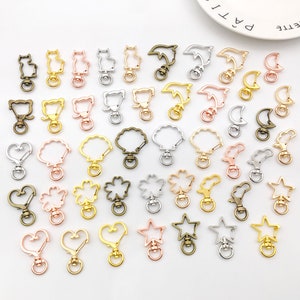 10pcs Keychain Star Love Cat Lobster Clasp Key Hook Keychains Lanyard Hook for Necklace Key Ring Clasp DIY Making