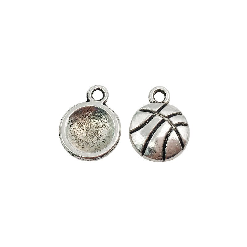 Basketball And Hoop Charm Pendant Findings - C4730 - Choose 10, 20, Or 50 Pieces