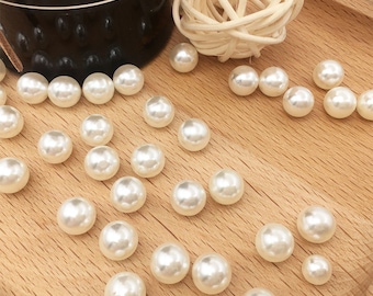50-300PCS Round shell pearl NO Hole Milky white Bead Milky white Round Pearl Beads ABS Round Plastic Acrylic Beads For DIY Jewelry Making