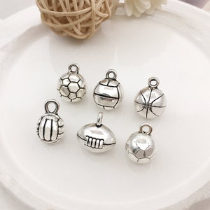 10/20/30PCS Bal Charme Sport Ballen Charms Hanger voor Sieraden Maken Voetbal charms Basketbal charms Volleybal charmes
