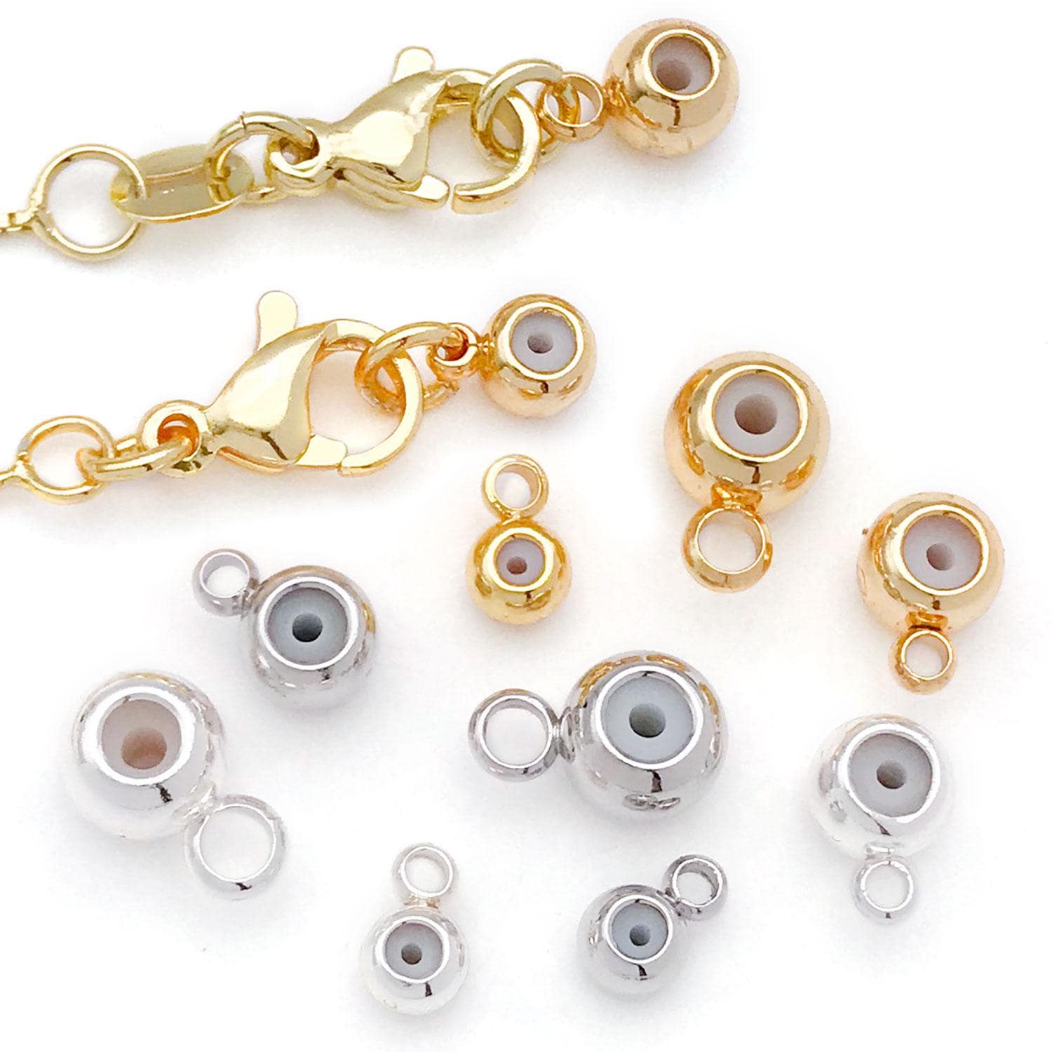 Positioning Bead 10pcs 18K Real Gold Plated Brass Positioning End Beads, Silicone Beads ...