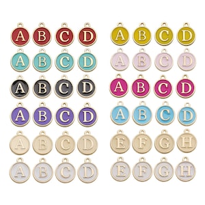 10pcs/Lot Colorful Alphabet Letter Double Face Enamel Charms Pendants for Necklace Bracelets Jewelry Making Handmade Craft image 1