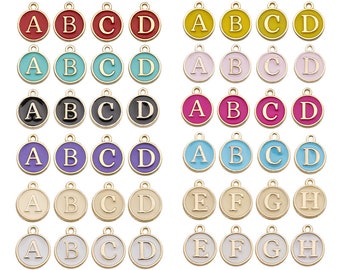 10pcs/Lot Colorful Alphabet Letter Double Face Enamel Charms Pendants for Necklace Bracelets Jewelry Making Handmade Craft