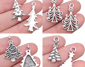 10/20/30pcs Christmas Tree Design Charms Alloy Christmas Decoration Pendants for DIY Bracelet Necklace Jewelry Making Accessories