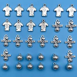 30pcs Vintage Delicate Zinc Alloy Bright Silver Soccer Series Charm Accessories For Women Bracelet Necklace For DIY Jewelry Making