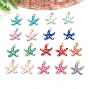 10/20/30pcs Stainless Steel Polka Dot Starfish Charms Metal Marine Life Pendants for DIY Bracelets Necklaces Jewelry Making Accessories