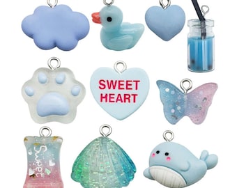 10/20 piezas de dijes verdes de resina con diseño de frutas, mariposas y flores para hacer pulseras, collares, pendientes y accesorios para hacer joyas