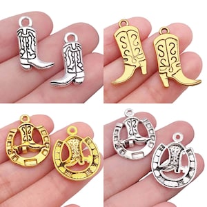10 / 20 Stück Vintage Boots Design Charms Legierung Western Cowboy Anhänger für DIY Armbänder Halsketten Schmuck machen Zubehör