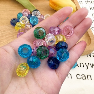 10/20/30PCS Wholesale Lot European Large Hole Faceted Beads Pastel colors European style faceted acrylic large hole beads Faceted Beads