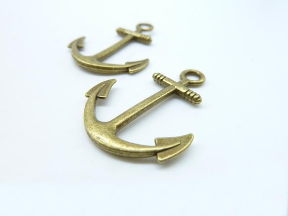 4 Anchor charms antique bronze tone BC32