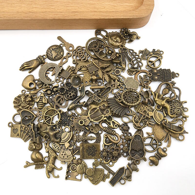 100pcs Assorted Mixed Charms in BULK Antique Bronzetone，wholesale Mixed ...