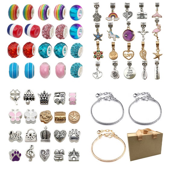 Kit de fabrication de bijoux, Bracelet à breloques, collier, cadeau,  ensemble de perles en alliage, jouets
