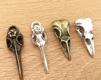 10/20/30pcs Antique Bronze skull Bird head Charms bird head,  Antique Silver Plated Bird Skull Charm,Skull Charm