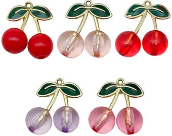 5 stücke 23 * 27 mm Emaille Kirsche Charms Obst Anhänger für DIY Armbänder Halsketten Ohrringe Schmuck machen Zubehör