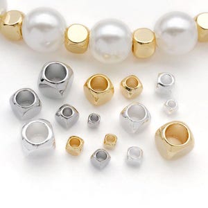 20pcs 2/2.5/3/4/5mm 18K Real Gold Plated Brass Square beads Cube Bulk Loose Spacer Beads For DIY Jewelry Making Accessories