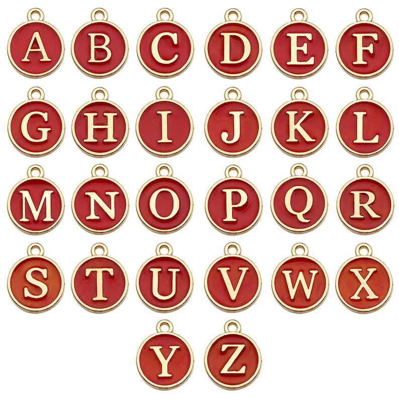 10pcs/Lot Colorful Alphabet Letter Double Face Enamel Charms Pendants for Necklace Bracelets Jewelry Making Handmade Craft image 6