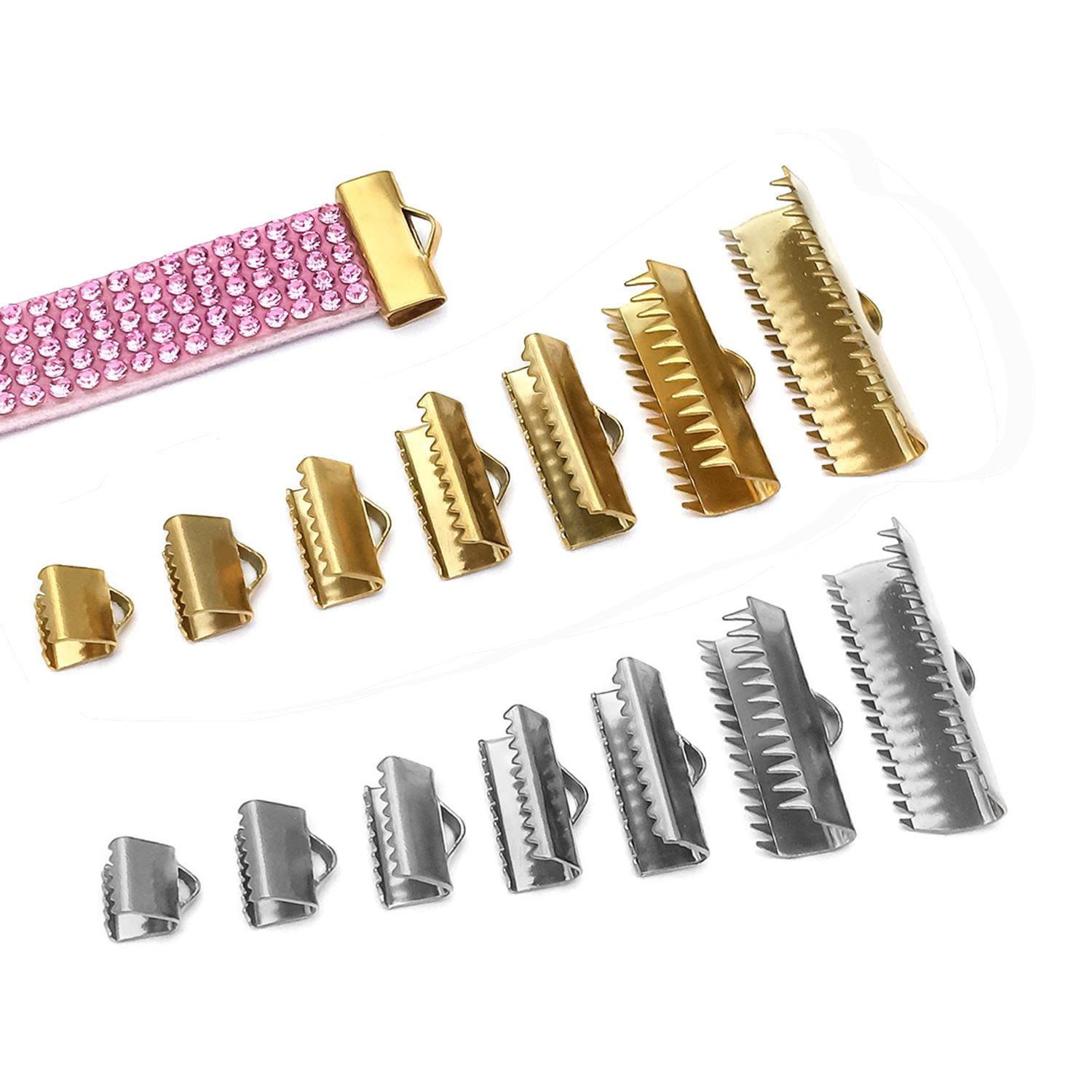 5 10pcs Stainless Steel Crimp End Beads Buckle Tips Clasp Cord Flat…