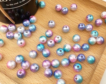 50-300pcs Round shell pearl Acrylic Imitation Pearl Rainbow Color Plastic ABS Beads Round Pearl Beads Straight Holes  For DIY Jewelry Making
