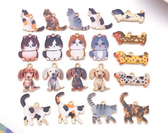 10/20pcs Enamel Cute Cartoon Cat Charms Alloy Animal Pendants for DIY Bracelets Necklaces Earrings Jewelry Making Accessories