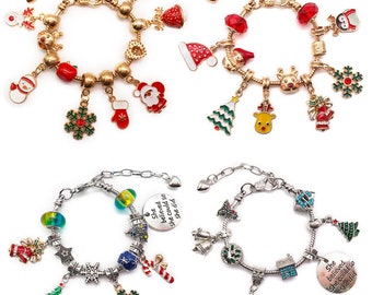 1pcs Christmas Charm Bracelet Making Kit DIY Beaded Fashion Bracelet Jewelry Making Kit for Girls Kids Bracelet Christmas Gift