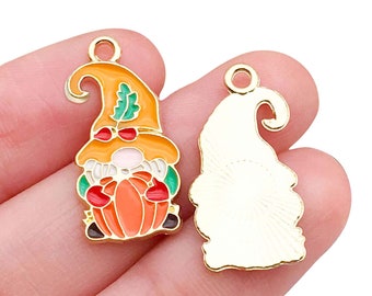 5/10pcs 12*23mm Enamel Thanksgiving Charms Alloy Pumpkin Old Man Design Pendants For DIY Jewelry Making Accessories