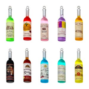10pcs 12*51mm Colorful Red Wine Bottle Charms Resin 3D Pendants for DIY Bracelet Necklace Earrings Jewelry Making Accessories