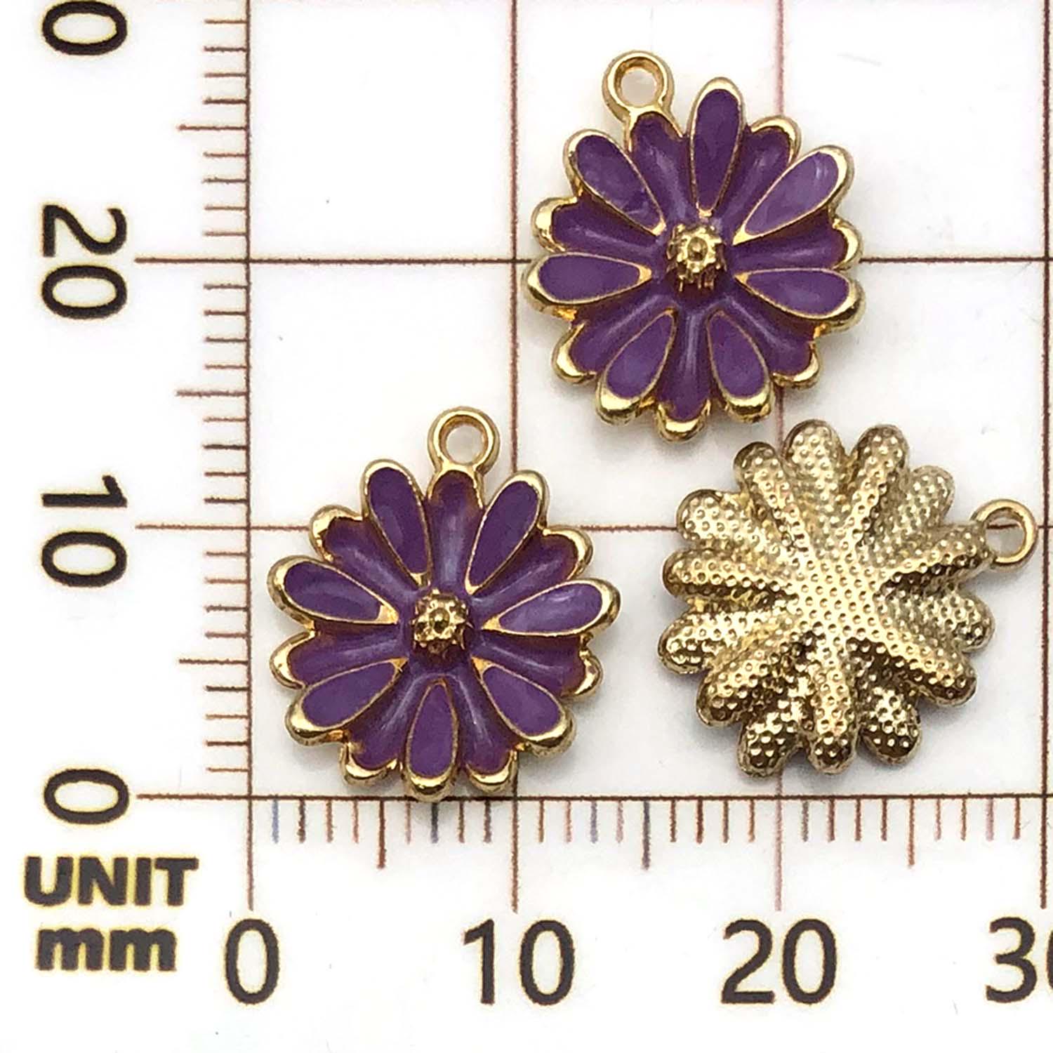 MSCFTFB 70 Pieces Daisy Shaped Enamel Charm Gold Tone...