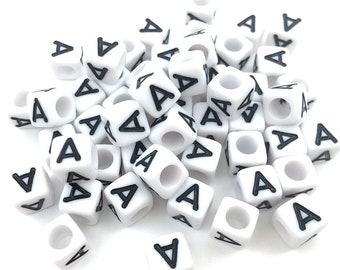 200 BEADS 6MM ACRYLIC SQUARE CUBE ALPHABET LETTER BEADS FOR BRACELET J –  Madeinindia Beads