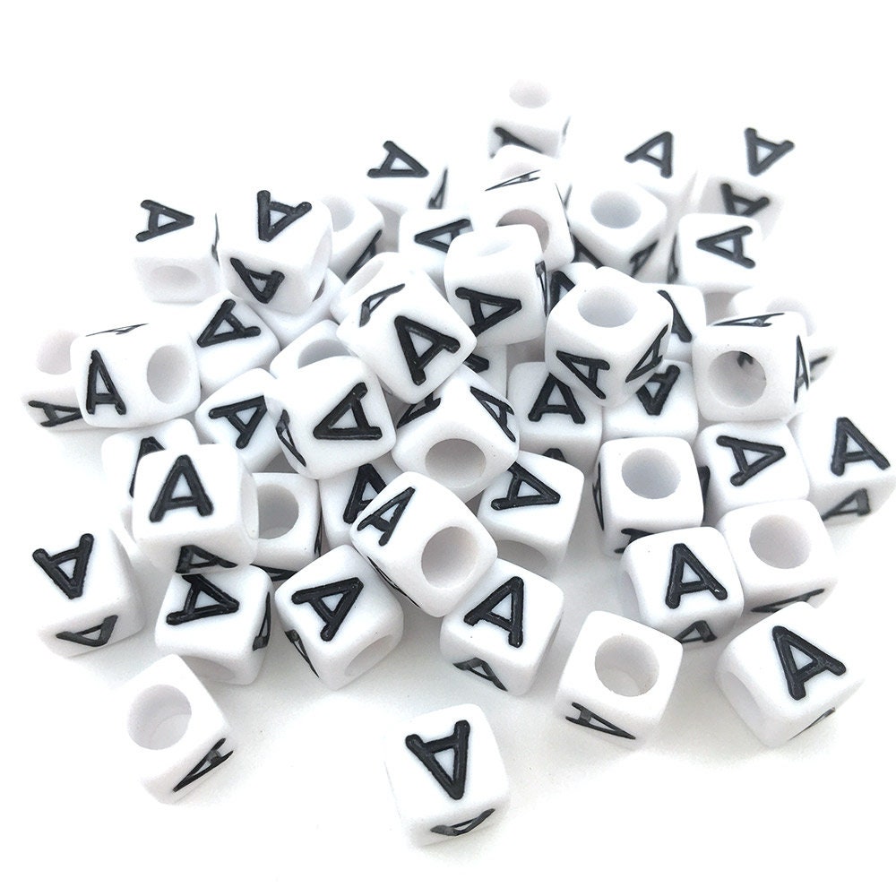 litthing 1200 pieces a-z letter beads 6mm cube sorted alphabet beads and  black acrylic letter bead kit vowel letter beads for jeweller