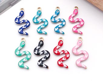 5/10/15/20pcs 10*20mm Stainless Steel Snake Charms, Metal Animal Pendants For DIY Bracelets Necklaces Earrings Jewelry Making Accessories