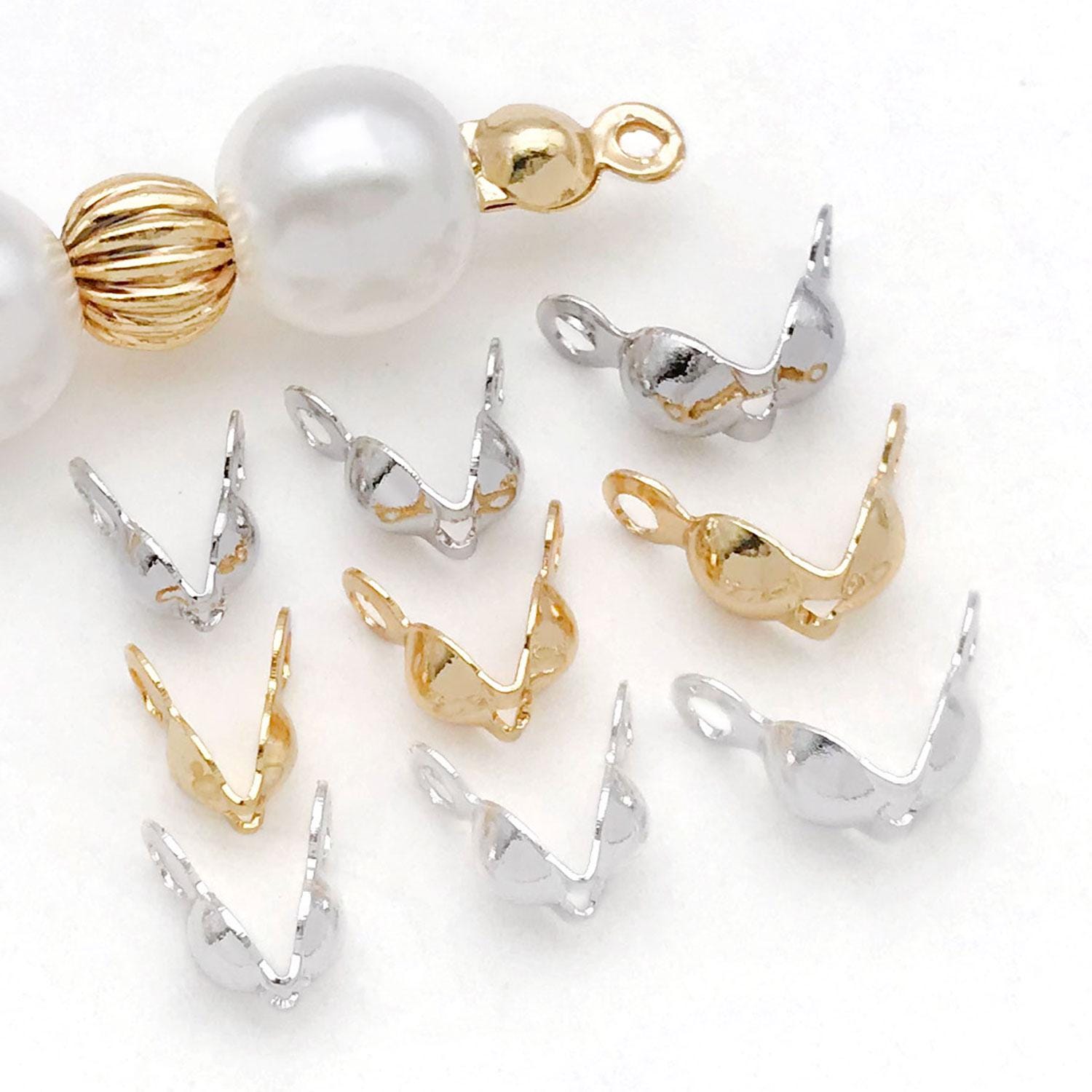 30pcs 18K Real Gold Plated Brass Connector Clasp Crimp End Beads for…