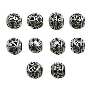 10/20pcs Flower Pattern Large Hole Beads Alloy Loose Beads Spacer Beads for DIY Bracelet Necklace Earrings Jewelry Making Accessories