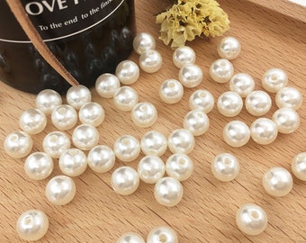 50-300PCS Perforated Round shell pearl Fresh Water Pearl White Off Round Potato Beads Round shell pearl White Pearl Beads Round Pearl Beads