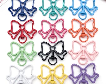 10pcs Colorful Metal Butterfly Spring Buckles with Open Rings, Alloy Lobster Clasps, Keychains for DIY Jewelry Making Accessory