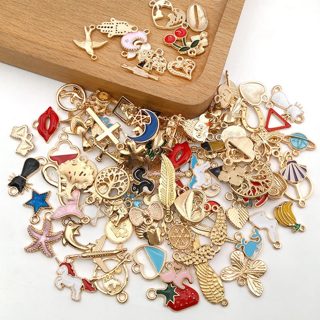 Buy Bulk Wholesale 110pcs Gold Metal Mix Colorful Enamel Charms Jewelry  Pendant，for DIY Bracelet Necklace Earrings Handmade Making Accessories  Online