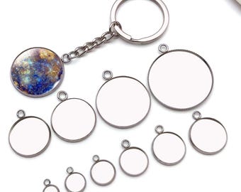5/10pcs Stainless Steel Cabochon Inlaid Relief Charms Blank Frame Bottom Bracket Pendants for DIY Jewelry Making Accessories