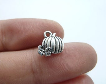 50pcs Pumpkin Charms, Antique Silver Halloween Pumpkin, Jewelry Making Supplies 10x11mm C8104