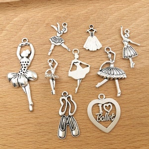 10/20/30pcs Ballerina Charms Silver Tone Ballet Dancing Girl Charm Pendants Dancing Girl Charm