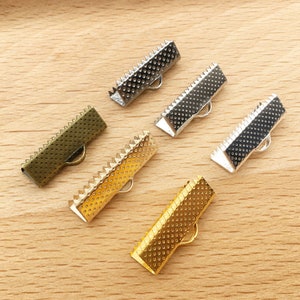 50pcs 6-30mm Ribbon Clasp Ribbon Crimp Ends With Loop Ribbon Ends Fastener Clasps textured finish Ribbon Crimp, Crimp Beads, Ribbon Clamps