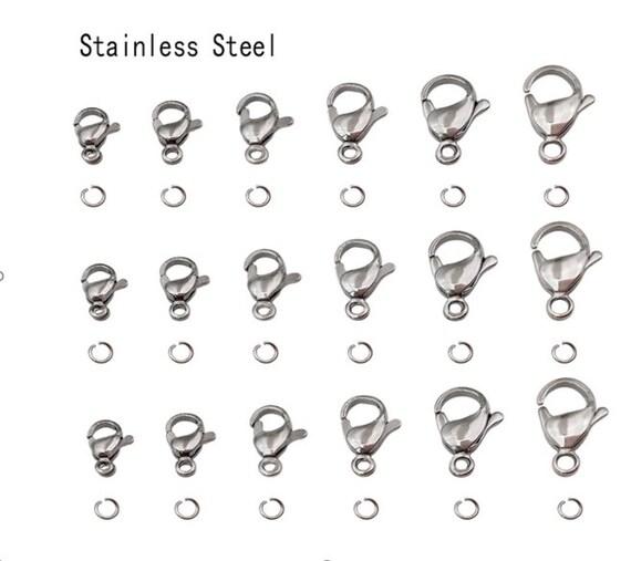 10pcs Inox Steel Lobster Claw Clamps With 100pcs Jump Rings Etsy