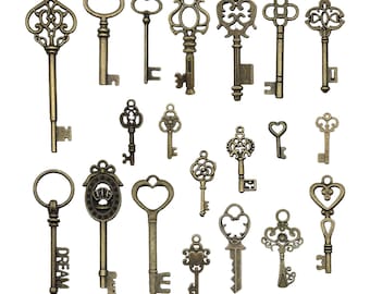 10/20/30pcs Vintage Key Design Charms Alloy Steampunk Pendants for DIY Bracelets Necklaces Earrings Jewelry Making Accessories