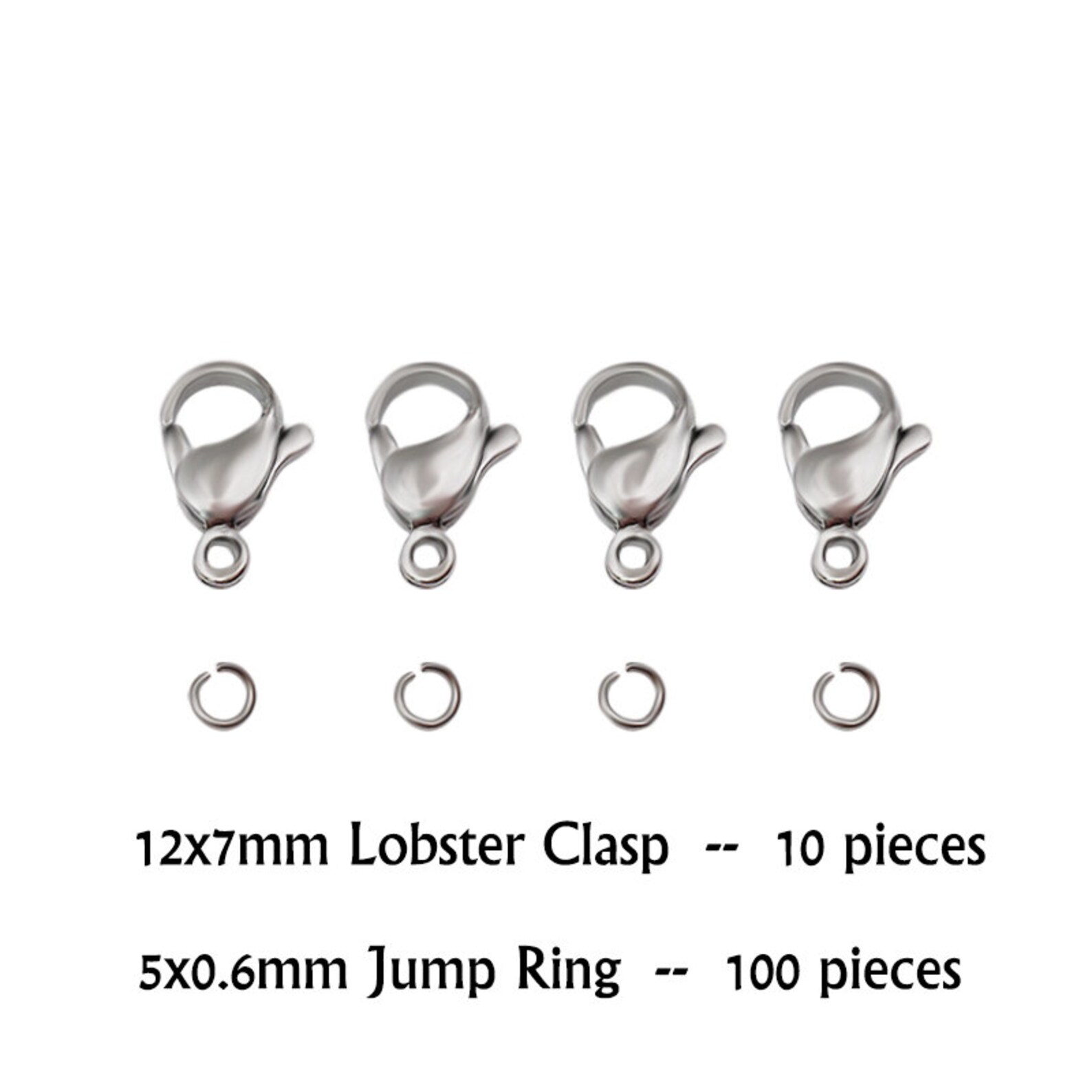 10pcs Inox Steel Lobster Claw Clamps With 100pcs Jump Rings Etsy France