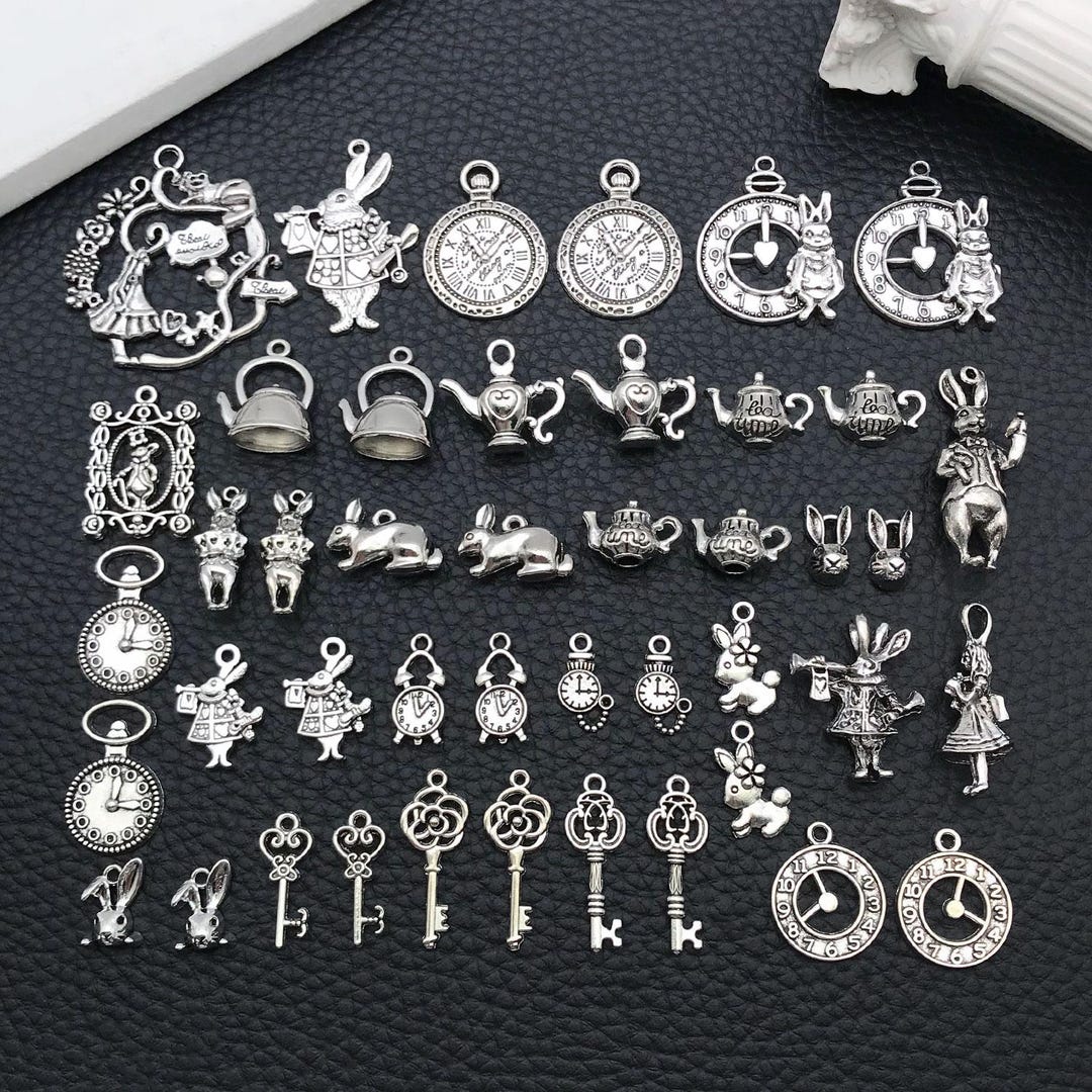 20/44pcs Cute Cartoon Easter, Rabbit Charms Alloy Easter Pendants for ...