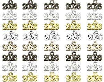 50pcs 9*14mm Vintage 2026 Number Design Charms Alloy Pendants for DIY Bracelet Necklace Earrings Jewelry Making Accessories